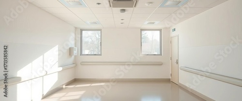 Empty hospital room  sterile and clean  sunlight through window  hospital  examination room