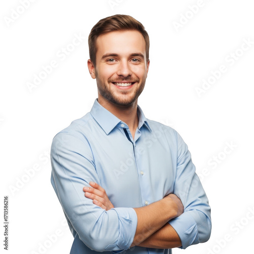 Wallpaper Mural A cheerful young professional man with a friendly smile and crossed arms presented isolated on transparent background Torontodigital.ca