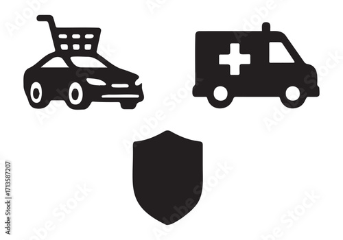 Set of truck icons vector illustration for transport and delivery vehicles