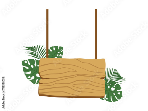 Jungle Signboard Foliage Element Background
