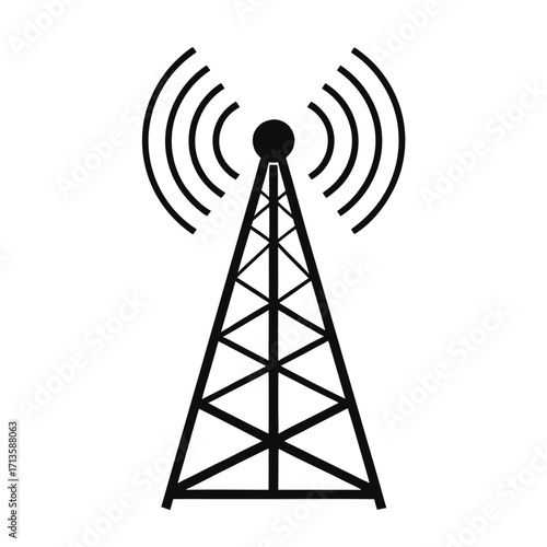 Simple black and white illustration of a radio transmission tower signal