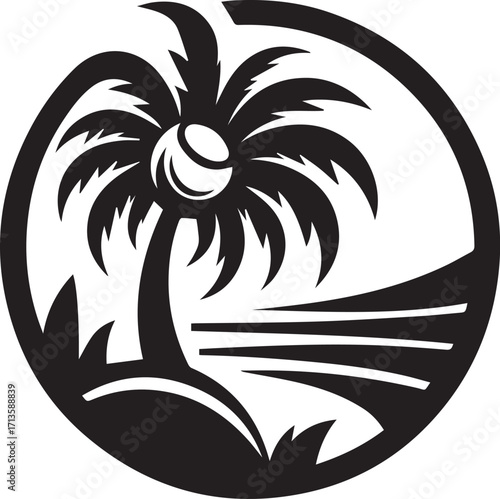 Vector silhouette illustration of a tribal palm tree design