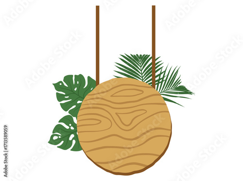 Jungle Signboard Leaf Background Illustration
