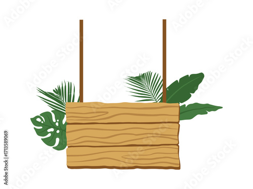 Jungle Signboard Leaf Background Illustration
