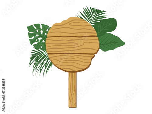 Jungle Signboard Foliage Element Background
