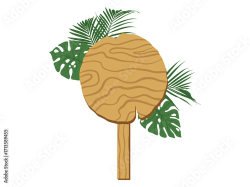 Signboard Frame Leaves Decoration Background
