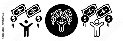 Financial Freedom Icon Glyph & Mixed Style Collection Set