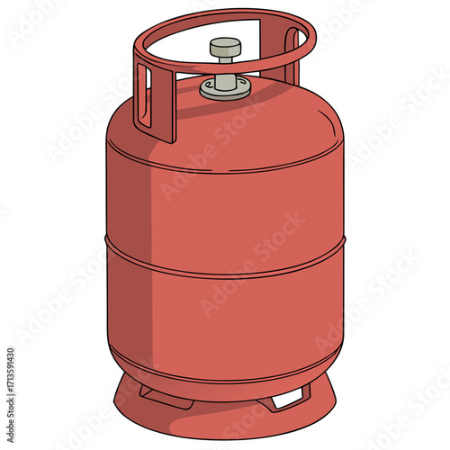 Classic red gas cylinder with secure valve and sturdy base, essential for home and industrial use