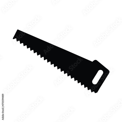Black silhouette of a saw on a white background minimalist design