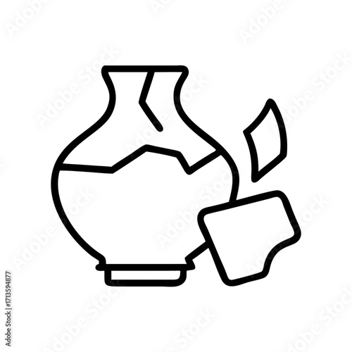 Broken pottery shard symbolizing archaeological discoveries and history  