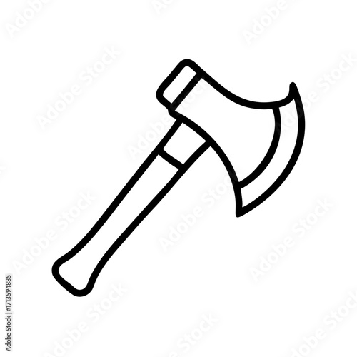 Hand axe tool drawing with simple design and black outline  