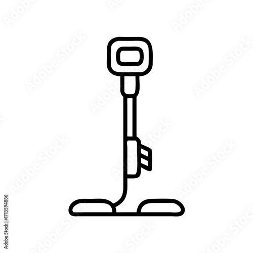 Metal detector in minimal line art style for archaeology and paleontology  