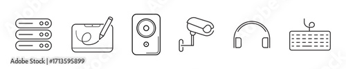 Technology Icons  Line Art Set