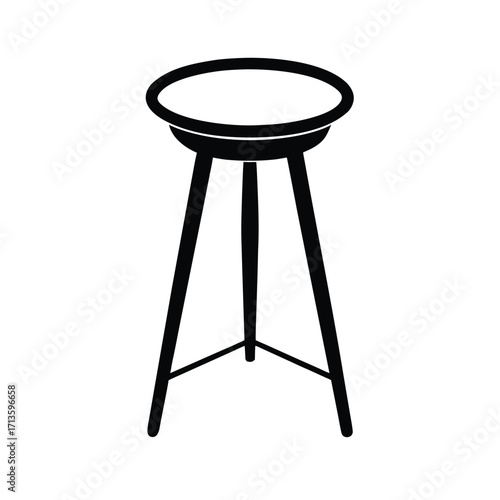 Minimalist black stool silhouette on white background