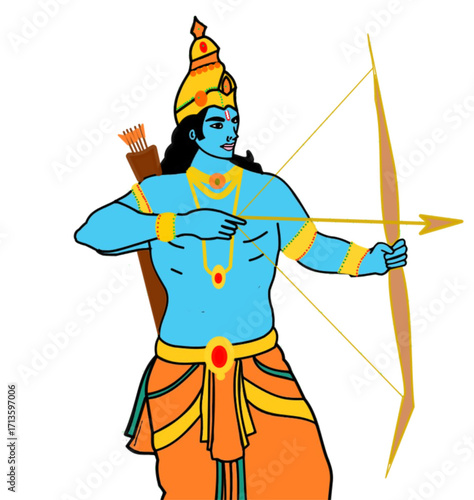lord rama with bow and arrow spiritual mythological character ramayana hindu god krishna avatar.eps