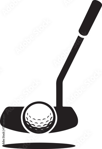 Golf Putter With Ball silhouette Icon