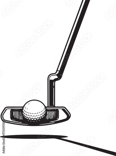 Golf Putter With Ball silhouette Icon