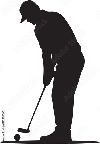 Golf Putter With Ball silhouette Icon