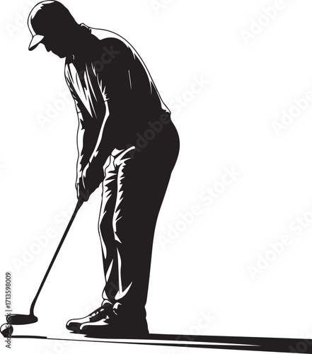 Golf Putter With Ball silhouette Icon
