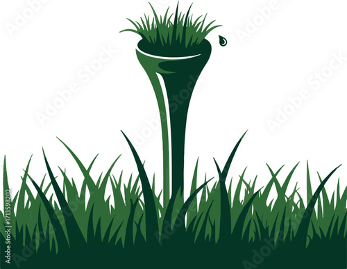 golf ball with dimpled surface placed on a tee. golfing sport,