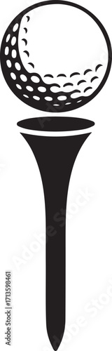 golf ball with dimpled surface placed on a tee. golfing sport,