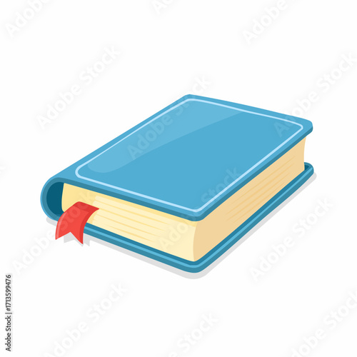 Blue Hardcover Book With Red Ribbon Bookmark Icon Illustration For Education Or Literature Concepts