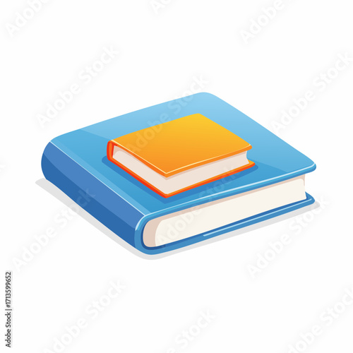 Stack of Two Vibrant Hardcover Books Featuring a Large Blue Tome Topped with a Smaller Orange Volume for Educational Concepts