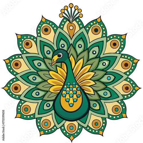 Abstract vector illustration of seamless peacock feather and floral patterns for your nature-inspired vintage designs
