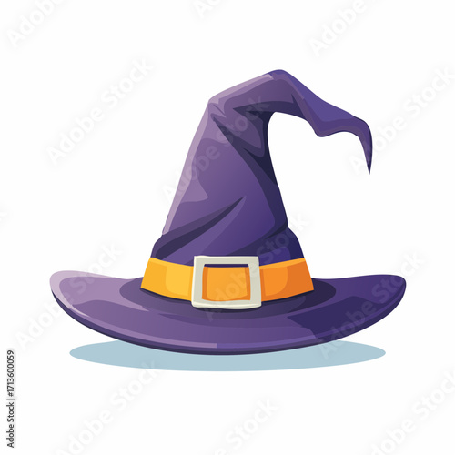 Whimsical Purple Witch Hat Illustration for Halloween Festive Costume Decor and Magical Wizardry Concept