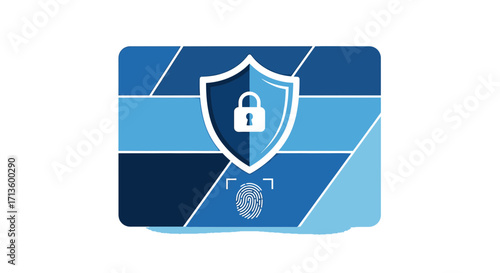 Secured Identity Verification Concept Digital Security Illustration with Shield, Lock, and Fingerprint