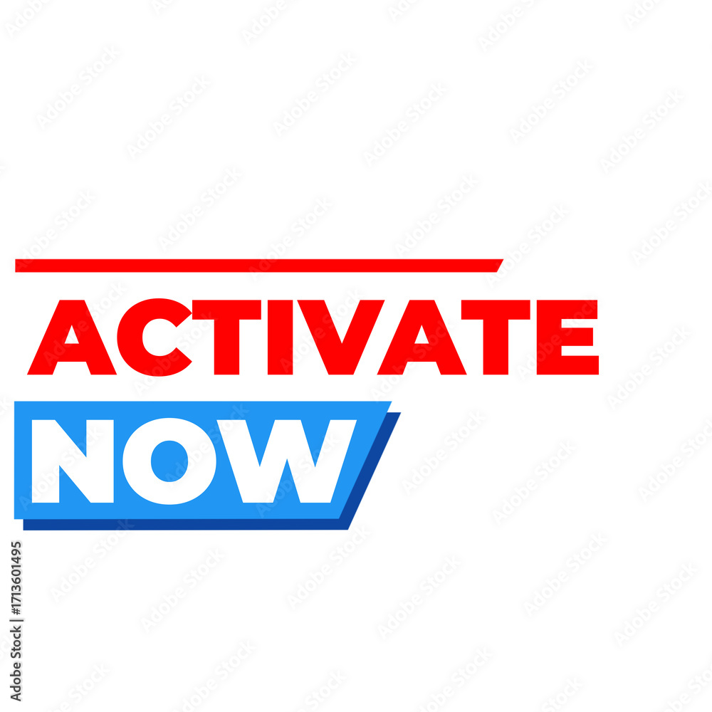Fototapeta premium Activate now png, start process icon, instant enable button, quick function design, blue colour illustration