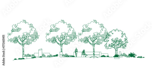 front View Vector Icons of Trees and Plants for Floor Plan and Architectural Design Projects	