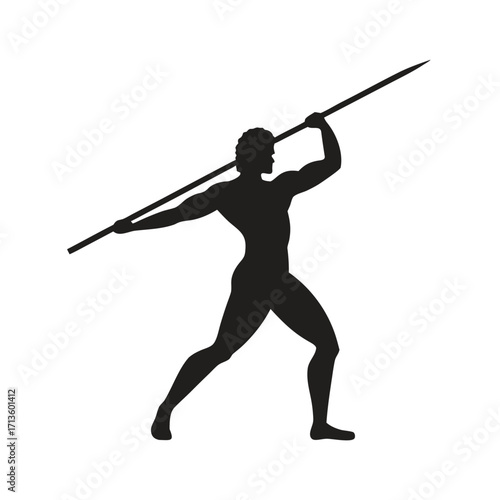 Silhouette of an athlete preparing to throw a javelin sports illustration