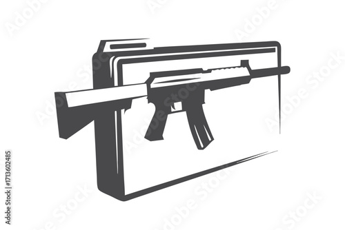 of an Assault Rifle Against a White Background