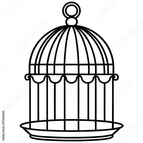 Antique bird cage vector illustration scalable graphic design for vintage themes silhouette vector illustration white background
