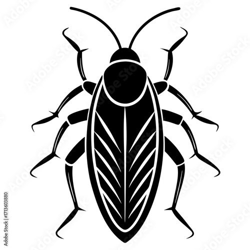 Black cockroach vector icon symbol scalable illustration for pest control and entomology graphics silhouette vector illustration white background