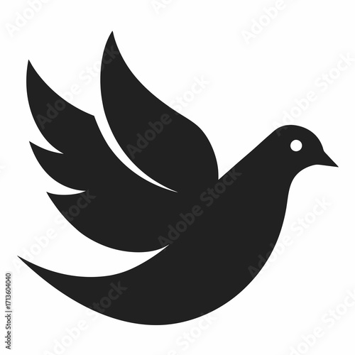 Stylized dove silhouette vector art icon scalable for digital and print designs silhouette vector illustration white background