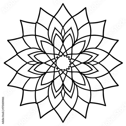 Intricate mandala line art silhouette vector illustration scalable design silhouette vector illustration white background