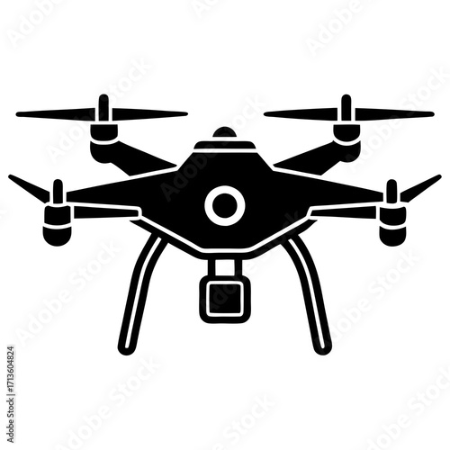 Modern quadcopter drone silhouette vector illustration scalable graphic design icon silhouette vector illustration white background