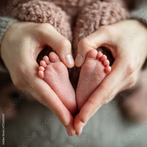 A Parent's Loving Embrace Cradling Tiny Newborn Baby Feet
