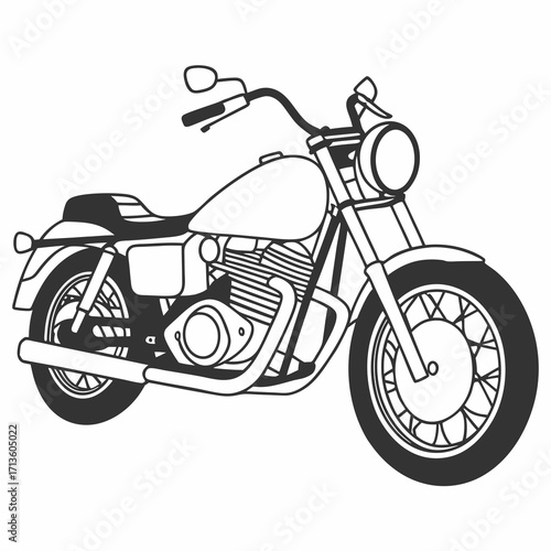Clean vector illustration of a motorcycle isolated scalable graphic design asset silhouette vector illustration white background