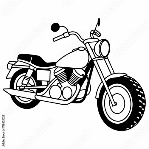 Vector illustration of a cruiser motorcycle scalable graphics for design projects silhouette vector illustration white background