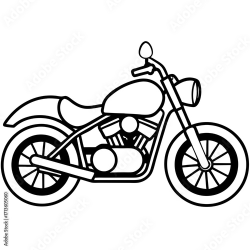 Classic cruiser motorcycle vector illustration scalable graphic design for transportation and automotive themes silhouette vector illustration white background
