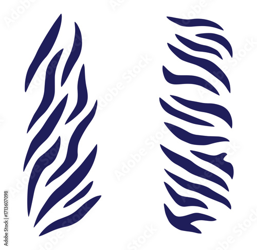 Abstract blue tiger stripes pattern design isolated on white background creative illustration