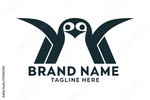 Stylish Design of a Winged Penguin Logo Icon on White Background