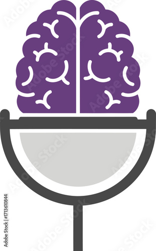A purple brain icon on a microphone, symbolizing intellectual broadcasting and smart podcasts.