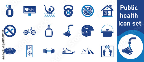 Public health icon set, crowd, welfare, safety, law, work, investment, community, reform, person, campaign, help, care, concept, global, protection, life, pictogram and more