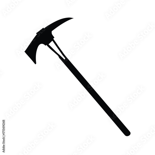 Minimal black axe silhouette on white background