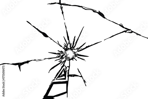Black and white graphic of shattered glass with some broken shards filled in, creating a high-contrast abstract pattern vector.