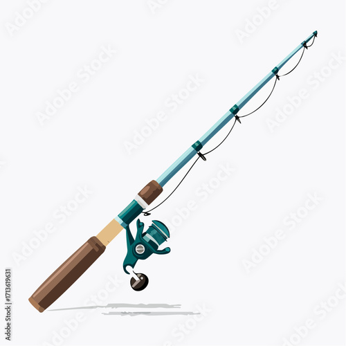 Modern vector clip art of a fishing rod with reel isolated